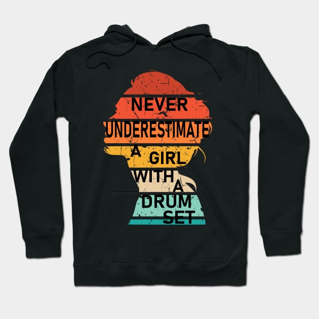 Never Underestimate a Girl with a Drum Set Hoodie by Geoji 